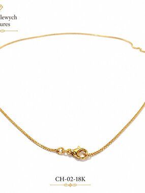 CH-03--18K Gold Plated Box Chain Necklace 18 Inch Gold Tone